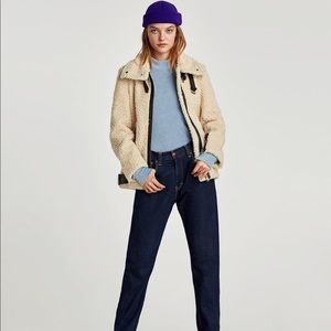 Zara Teddy Bear Moto Coat